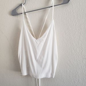 Rue 21 Large White Cropped Tank Top With BEAUTIFUL Back Detailed Straps